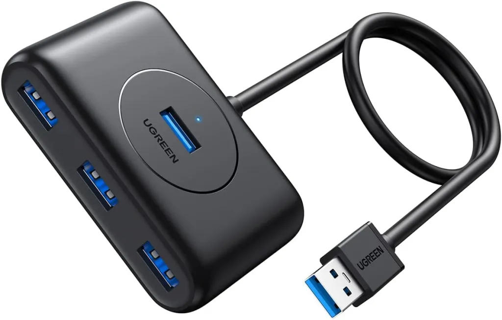 UGREEN 4-Port USB 3.0 Hub with 1m Extension Cable — High-Speed 5Gbps Data Transfer, Compact Portable USB Splitter for PC & Laptop