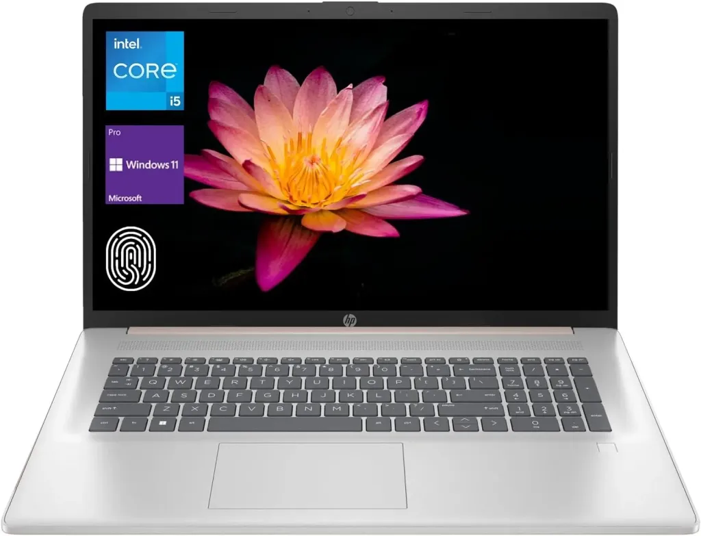 HP Notebook 17-CN3XXX Laptop — Intel Core i5-1334U, 8GB DDR4, 256GB NVMe SSD, 17.3" HD+ Touchscreen Display, Intel UHD Graphics, Backlit Keyboard, Win 11 — Rose Gold