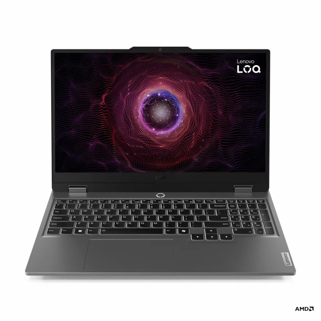 LENOVO LOQ 15AHP9 AI PC 15.6″ FHD 144Hz 100% sRGB Gaming Laptop — AMD Ryzen 7 7445HS, 16GB DDR5 RAM, 512GB NVMe SSD, NVIDIA GeForce RTX 3050 6GB (95W TGP), White Backlit Keyboard, Freedos, Luna Grey
