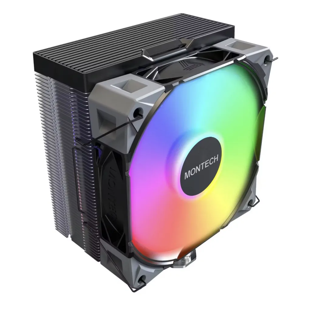 MONTECH NX400 ARGB Black Single-Tower CPU Air Cooler (4 Heat Pipes, 120mm E28 PWM Fan, 85.09 CFM, 156mm Height, LGA1851 & AM5 Ready)