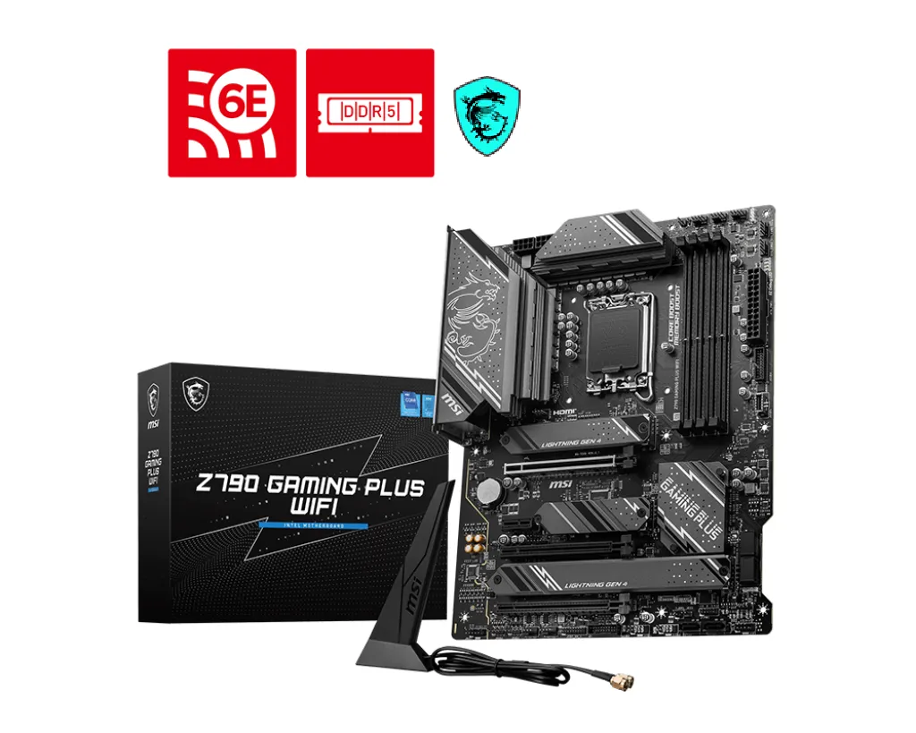 MSI Z790 Gaming Plus WiFi ATX Motherboard (Intel Z790 Chipset, LGA 1700, DDR5 Up to 7200+MHz OC, PCIe 5.0 x16, 4x M.2 Gen4 Slots, 2.5GbE LAN, Wi-Fi 6E, USB 3.2 Gen 2x2) — OPEN BOX