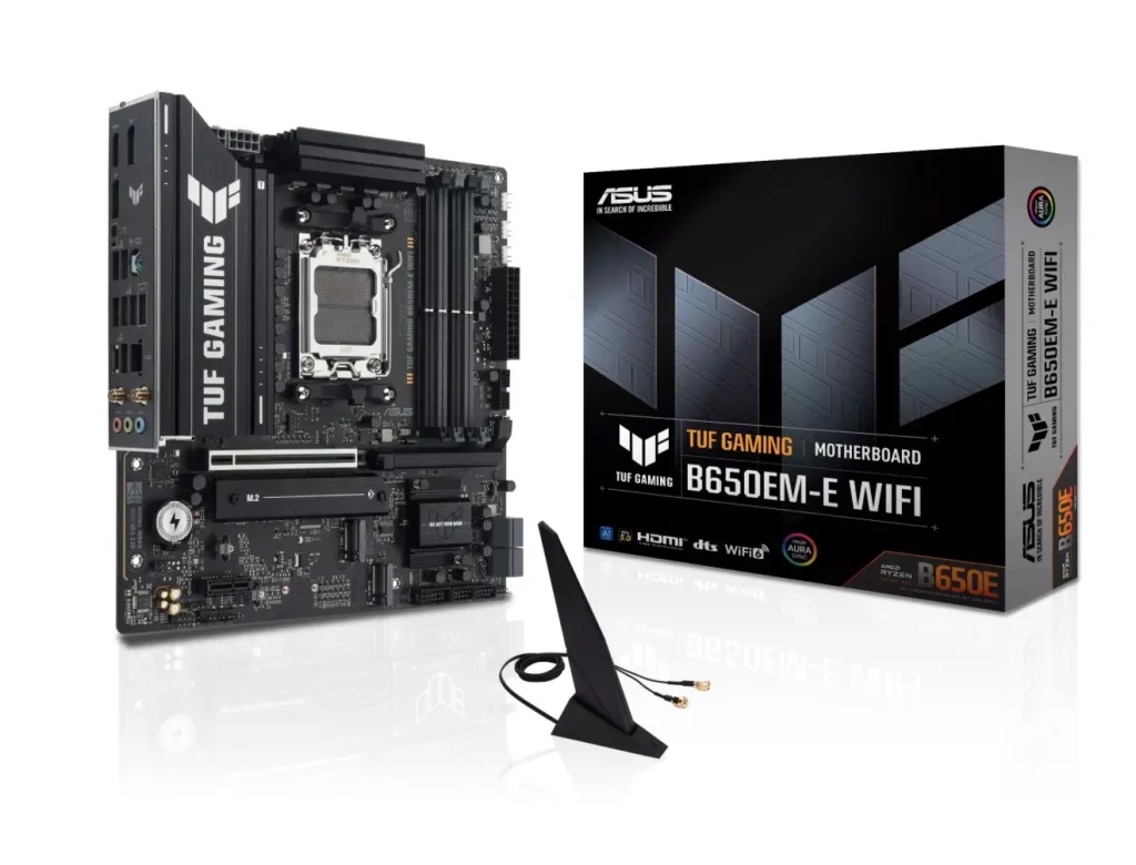 ASUS TUF Gaming B650EM-PLUS WIFI AM5 DDR5 Micro-ATX Motherboard, PCIe 5.0 GPU & M.2, WiFi 6E, 2.5Gb LAN, USB 20Gbps Type-C, 12+2+1 80A Power Stages, 3× M.2, BIOS FlashBack™, AI PC Ready, for Ryzen™ 9000 / 8000 / 7000 Series