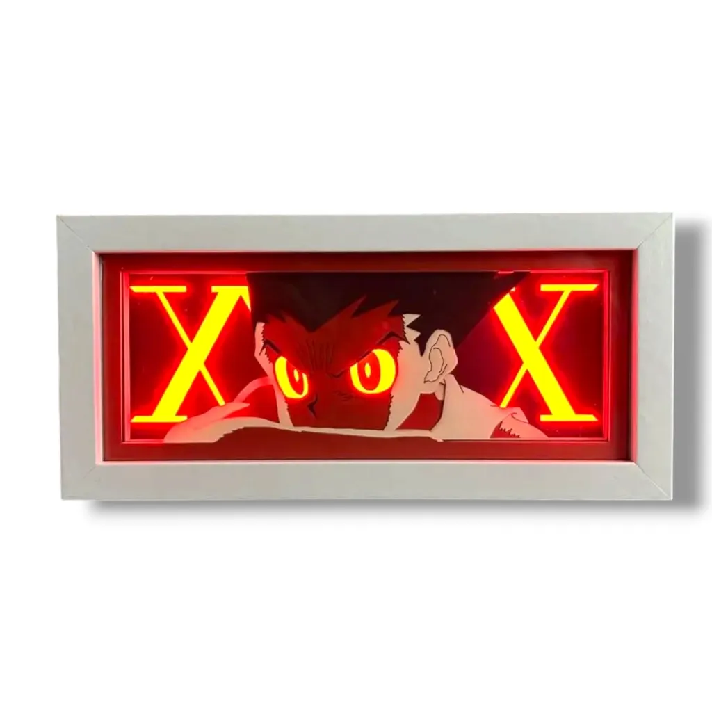 Gon Freecss – HxH RGB Anime Paper-Cut Shadow Lightbox | 21 × 9.3 × 6cm | 16 RGB Lighting Modes | White MDF Frame | USB Powered | Remote Control