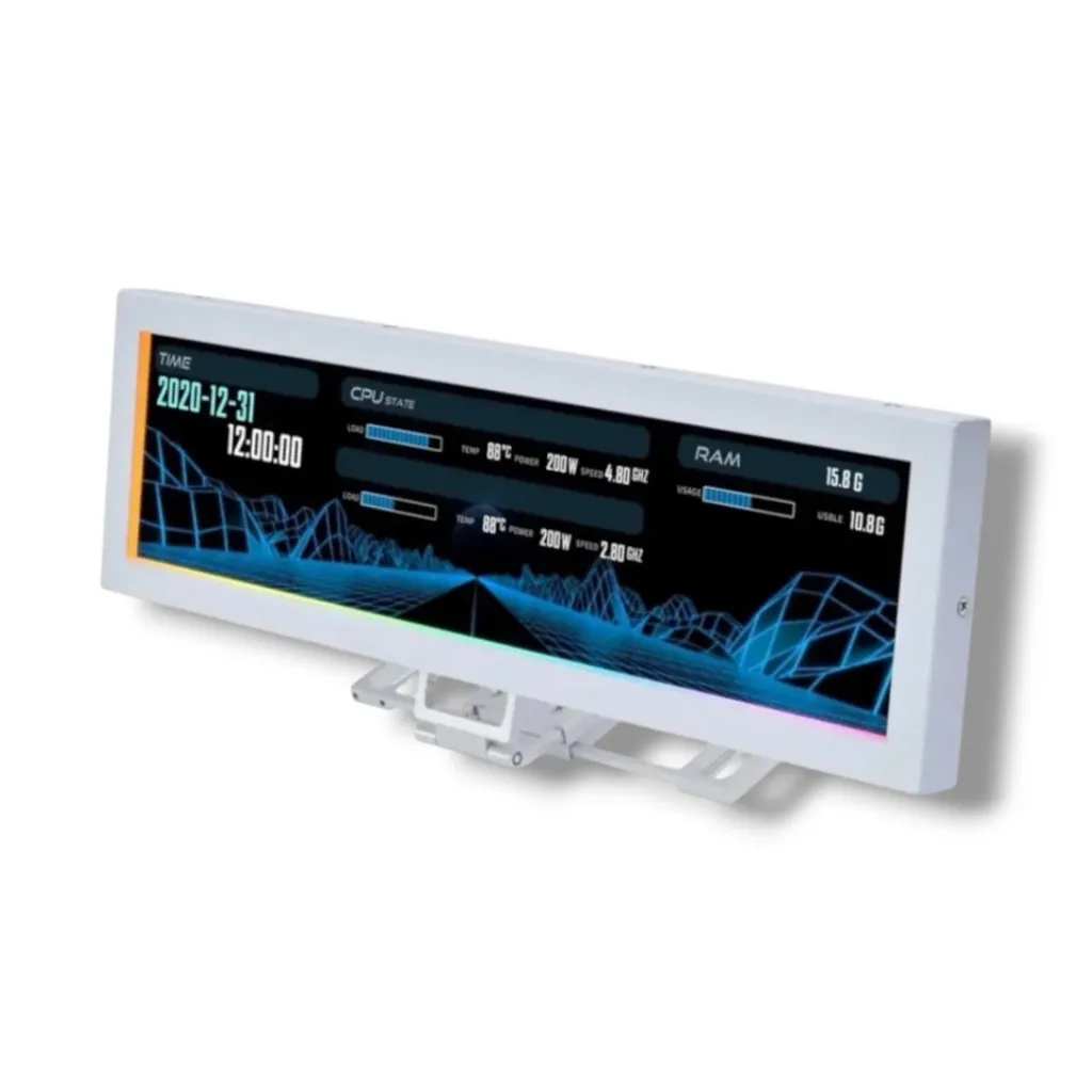 Lian Li SM088W White 8.8” Universal PC Screen | IPS LCD | 1920×480 | 60Hz | ARGB | USB Plug & Play | L-Connect 3